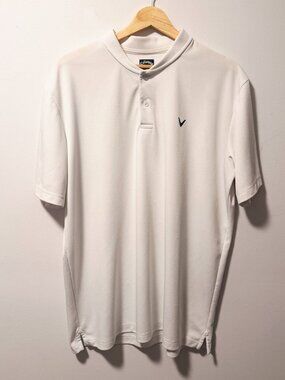Callaway White Blade Collar Golf Polo - Mens Large - Opti-Dri